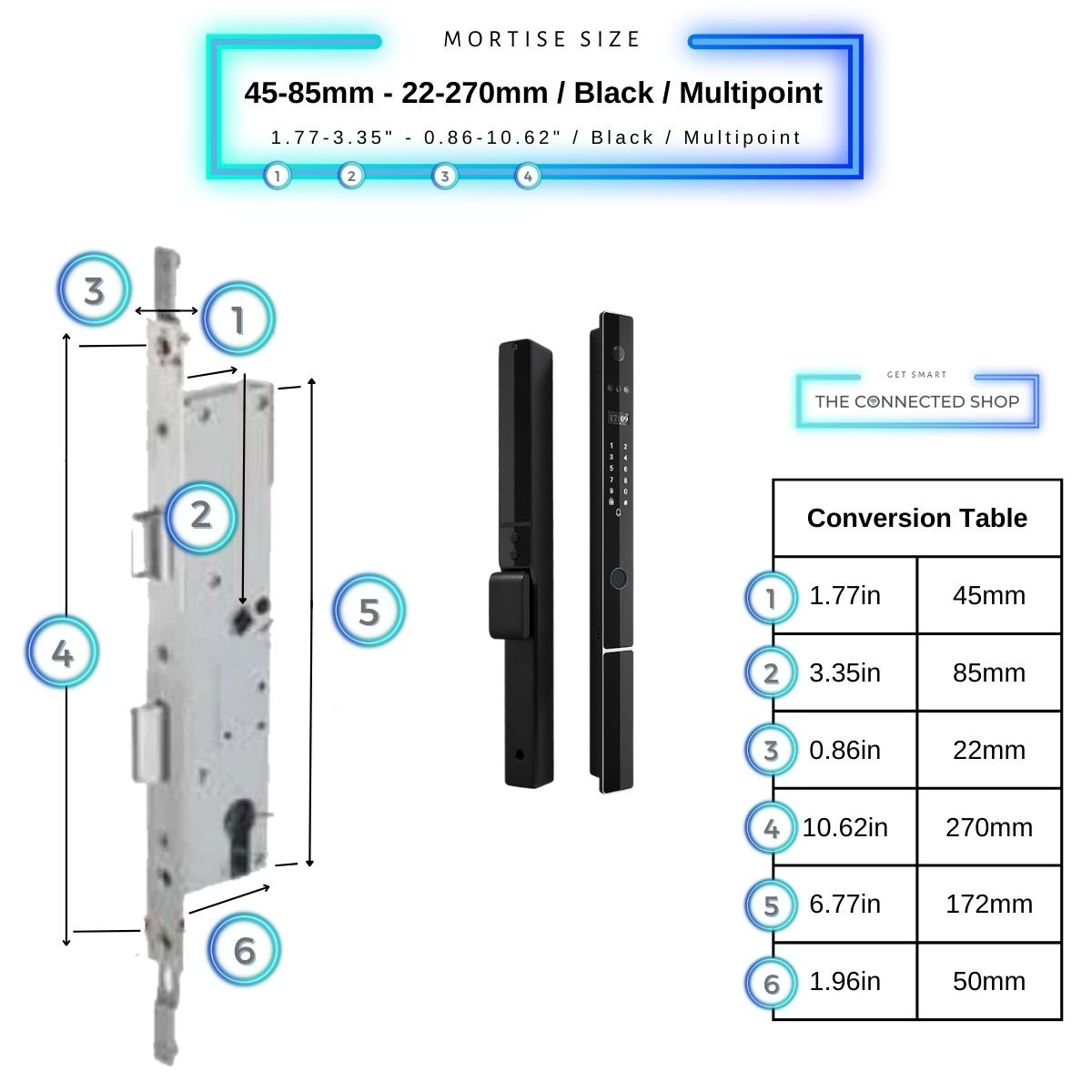 Smart Door Lock Next Gen Plus - Black - 45-85mm (22x270mm) Multipoint 