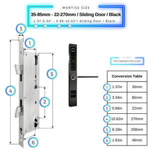 Smart Door Lock Sleek - Black - 35-85mm (22x270mm) Sliding Door