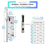 Smart Door Lock Sleek - Silver - 60-85mm (22x240mm)