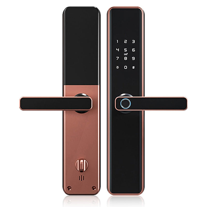 Smart Door Lock Thick - No Mortise - Red Bronze - No WiFi Gateway