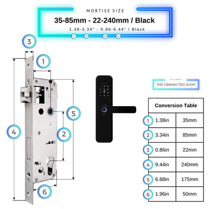 Smart Door Lock XL - 35-85mm (22x240mm) - Black -