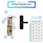 Smart Door Lock XL - 60-70mm Adjustable Latch - Black