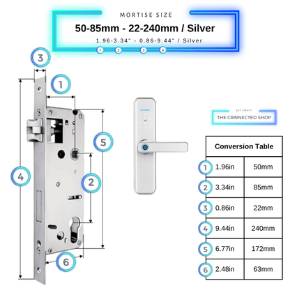 Smart Door Lock XL - 50-85mm (22x240mm) - Silver