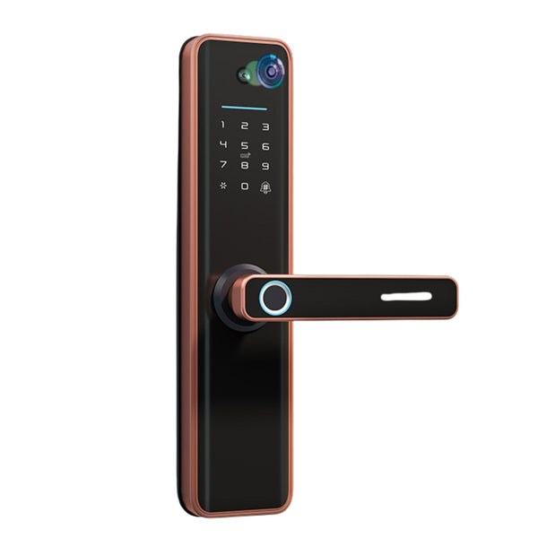 Universal Smart Door Lock Camera - No Mortise - Red Bronze -