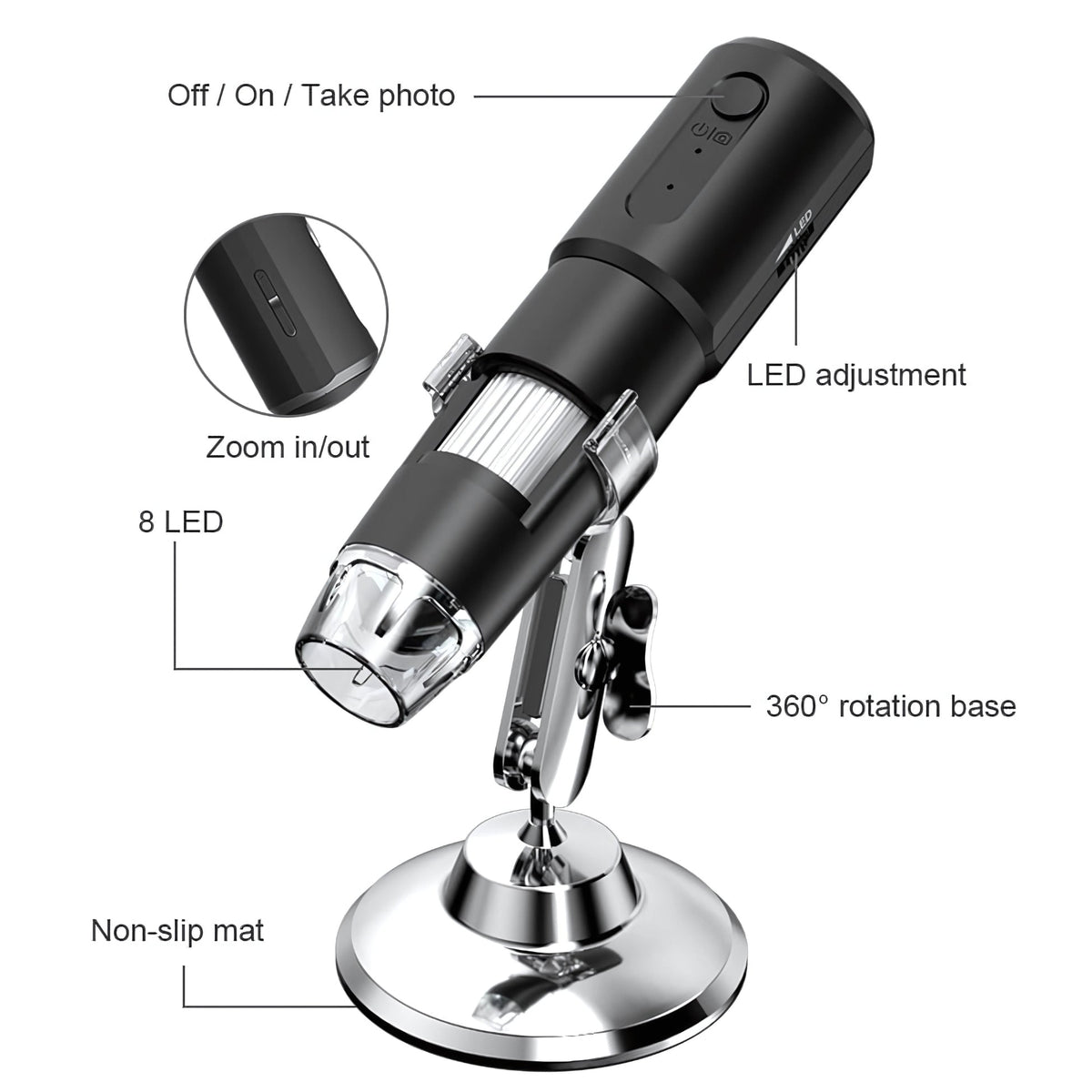Microscopy Camera WiFi Microscope Camera - Digital Magnification Lens, LED, Mobile App