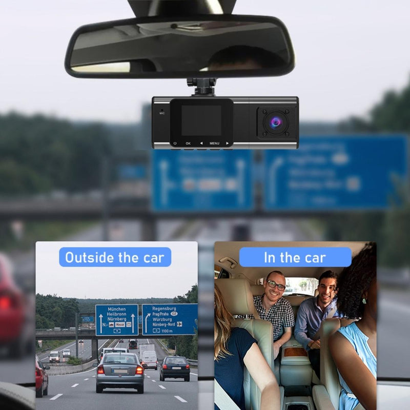 Inside and outside 3 Cameras Smart Dash Cam Car DVR