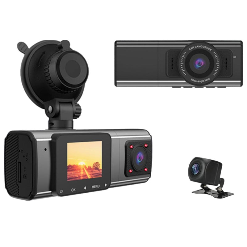 Black 3 Cameras Smart Dash Cam Car DVR