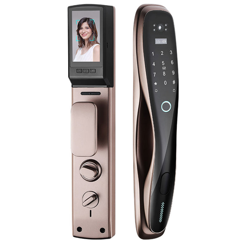 Smart Door Lock Camera Fingerprint Wifi Gold with Mobile App Camera Door Lock and Fingerprint Door Lock