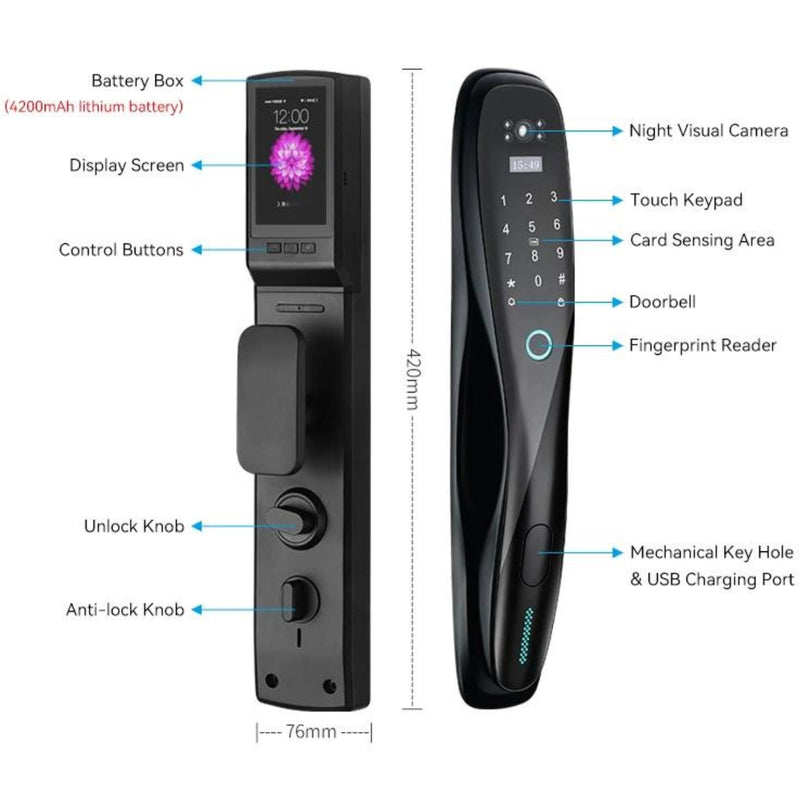Smart Door Lock Camera Fingerprint WiFi