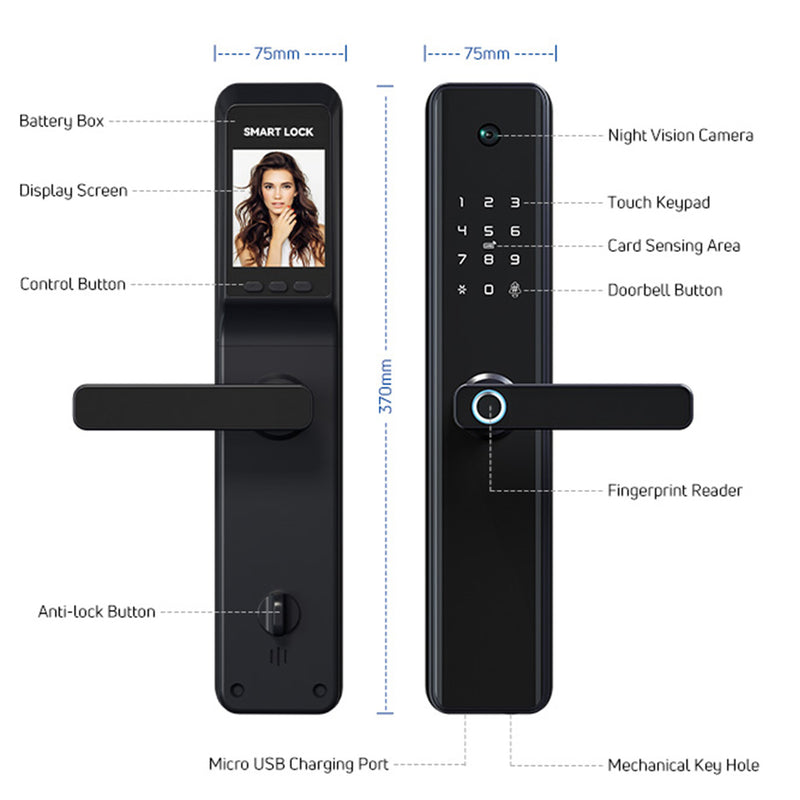 Smart Door Lock camera size Fingerprint Door Lock with Mobile App camera size Smart Door Lock and Fingerprint Smart Lock